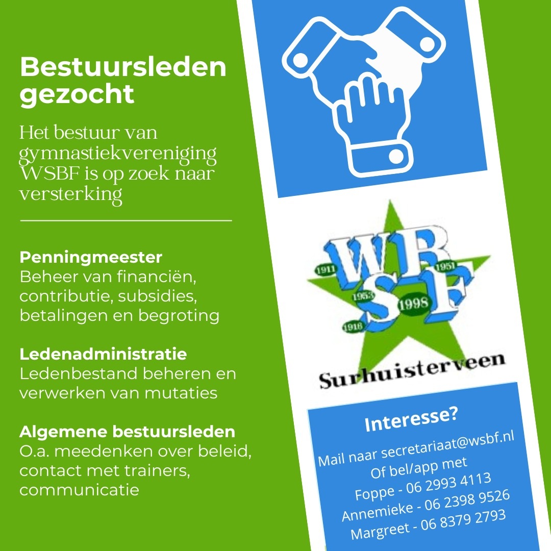 Bestuursleden gezocht - versterk het bestuur van WSBF